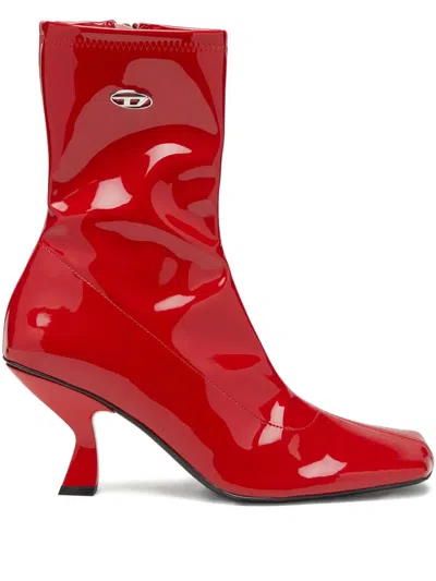DIESEL 75MM AMBER LOGO-PLAQUE ANKLE BOOTS