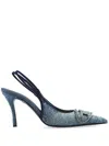 Diesel D-venus Pointed-toe Slingback Pumps In Blue