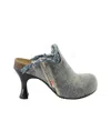 Diesel Frayed Denim Mules In Gray