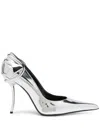Diesel D-ten & Half-metallic Pumps With Curved Heel In Silver