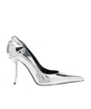 Diesel D-ten & Half-metallic Pumps With Curved Heel In White