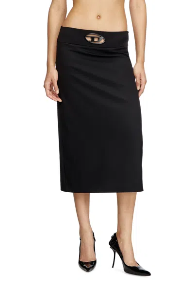 Diesel A-line Midi Skirt In Black