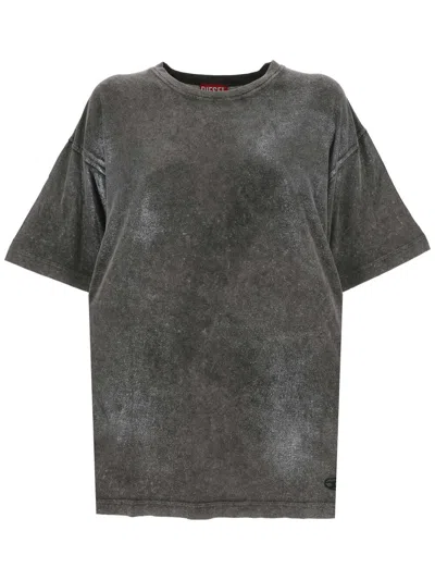 Diesel A12731 Unisex Washed Grey T Shirt And Polo In Gray