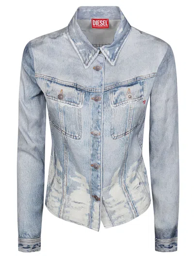 Diesel Denim Shirts In Azzurro