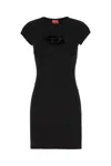 Diesel Women Abito Corto Con Dettaglio Oval D Cut Out In Cotone Stretch Nero Donna
