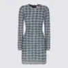 Diesel Women Light Blue Houndstooth Denim M-halma Minidress In Blue