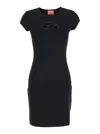 Diesel Abito Corto Con Dettaglio Oval D Cut Out In Cotone Stretch Nero Donna In Black