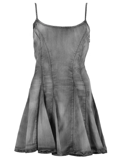 Diesel Grey Skeleton Denim Mini Dress By In Gray