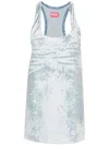 Diesel Mini Abito In Denim Stampato Donna In Blu