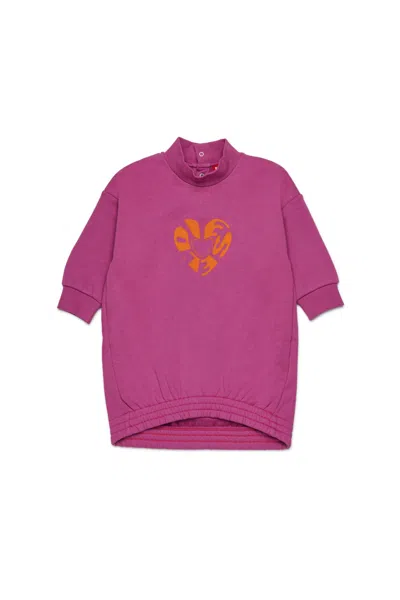 Diesel Kids' Abito Egg Shape Con Grafica  Heart In Purple
