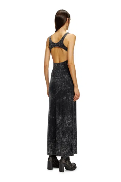 Diesel Abito Lungo In Jersey Stretch Marmorizzato In Black