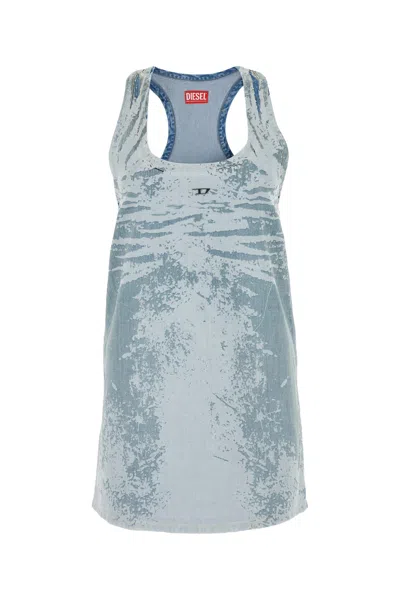 DIESEL MINI ABITO IN DENIM STAMPATO DONNA