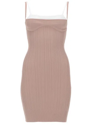 Diesel M-zandra Layered Ribbed Tank Mini Dress In Pink