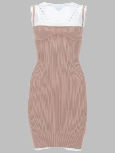 Diesel Ribbed Knit Bodycon Dress With Thin Straps In Neutral