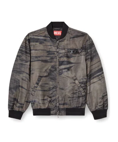 Diesel Mens J-kepes Logo-plaque Nylon Bomber Jacket 02 In Neutral