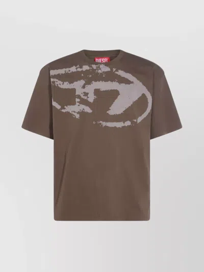 Diesel Abstract Print Crew Neck T-shirt In Brown