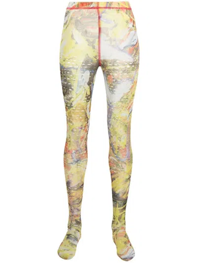 Diesel Abstract-print Footed Leggings In 黄色