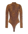 Diesel Abstract-print High-neck Bodysuit In Brown