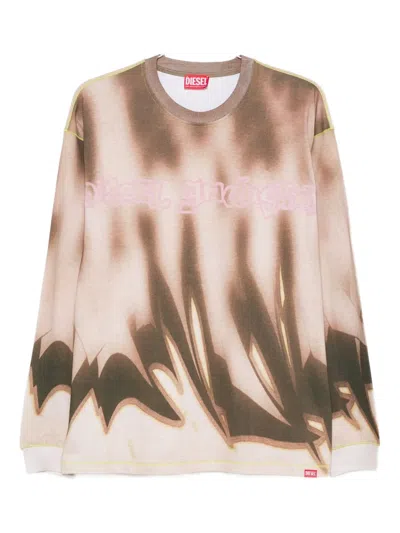 Diesel Abstract-print Long-sleeve T-shirt In Brown