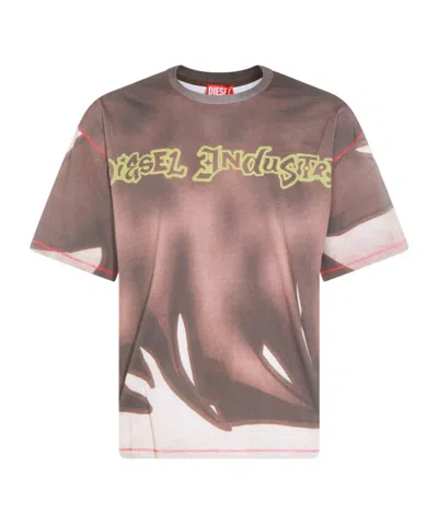Diesel Dark Brown Graphic T-shirt In Multi