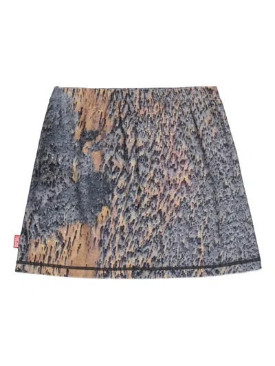 Diesel Kids' Abstract-print Mini Skirt In Gray