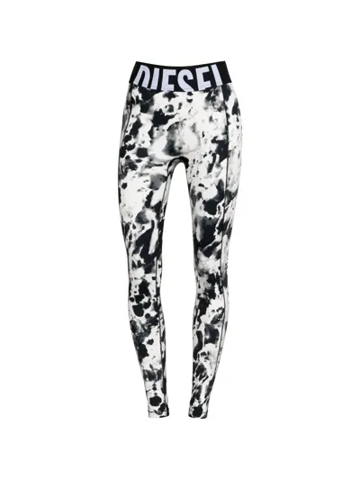 Diesel Abstract-pattern Leggings In White