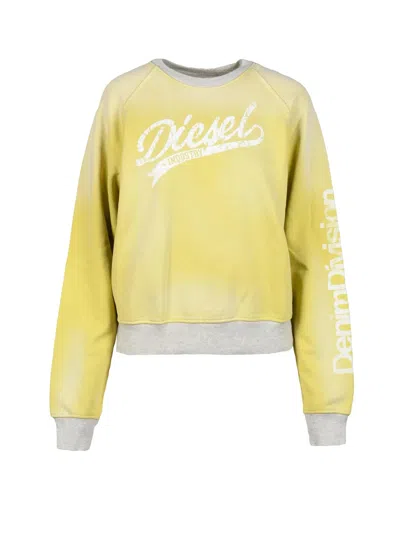 Diesel Acid Green Cotton Crewneck Regular Sweatshirt In Brown