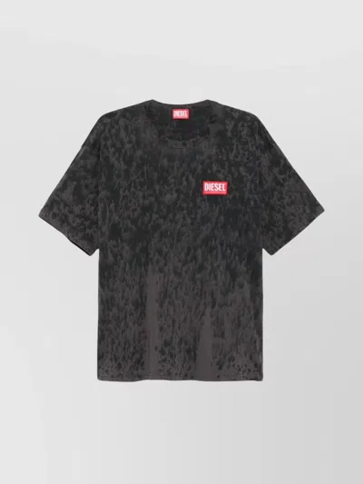 Diesel Acid Wash Crew Neck Jersey T-shirt In Black