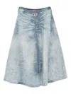 Diesel Acid-wash Logo-plaque Denim Midi A-line Skirt In Blue