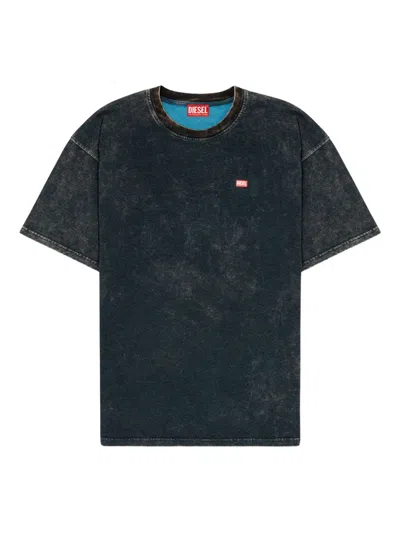 Diesel Short Sleeves Round Neck Washed Effect T-shirt In Black