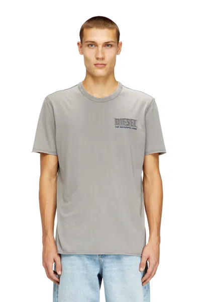 Diesel Acid-wash T-shirt With Raw Edges In Gray