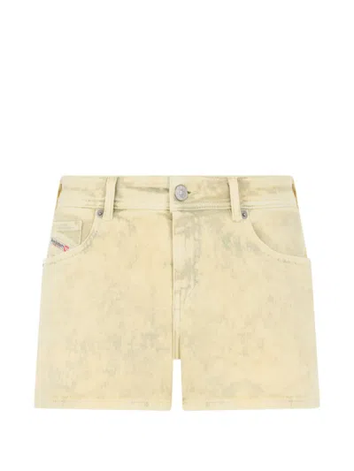 Diesel Acid-wash Denim Shorts In Gold
