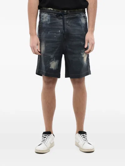 Diesel Acid-wash Effect Track Shorts In Blue
