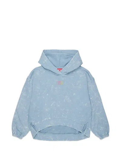 Diesel Kids' 애시드 워싱 후디 In Blue