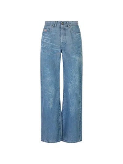 Diesel Acid-wash Wide-leg Jeans In Blue