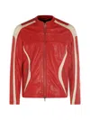 Diesel Colour-block Leather Biker Jacket In Red