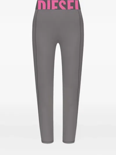 Diesel Adeline Logo-waistband Leggings In Gray