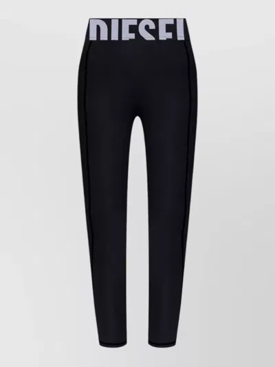 Diesel Adeline Stretch High Waist Ankle Trousers In Black