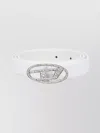 Diesel Adjustable Belt With Embellished Oval Buckle In White