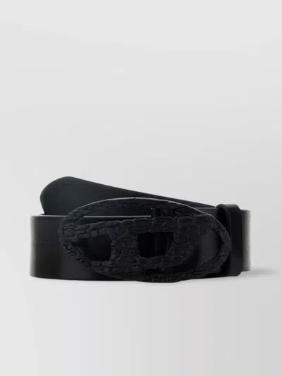 Diesel Adjustable Length B-1dr Leather Belt In Black