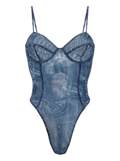 Diesel Adjustable Straps Underwire Mini Bra In Blue