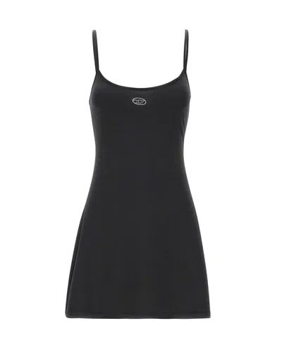 Diesel A-line Dress With Spaghetti Straps - Size S In Black