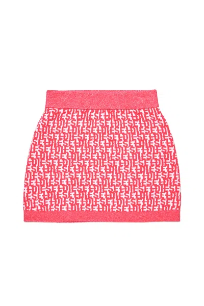 Diesel Kids' Monogram Knitted Skirt In Pink