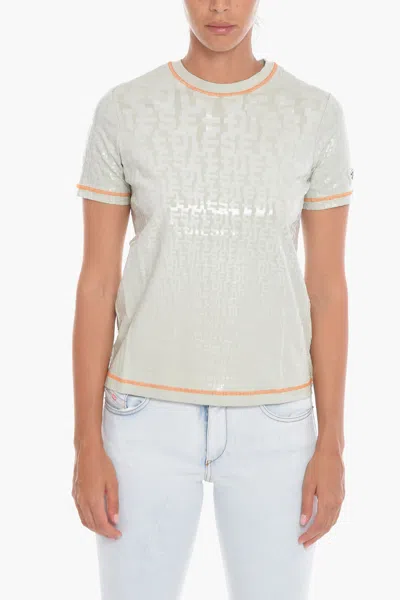 Diesel All-over Monogram T-reg-mon Crew-neck T-shirt In Grey