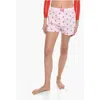 Diesel All-over Mouths Embroidered Uubx-stark Shorts In Pink