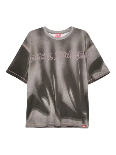 Diesel All-over Print T-shirt In Gray