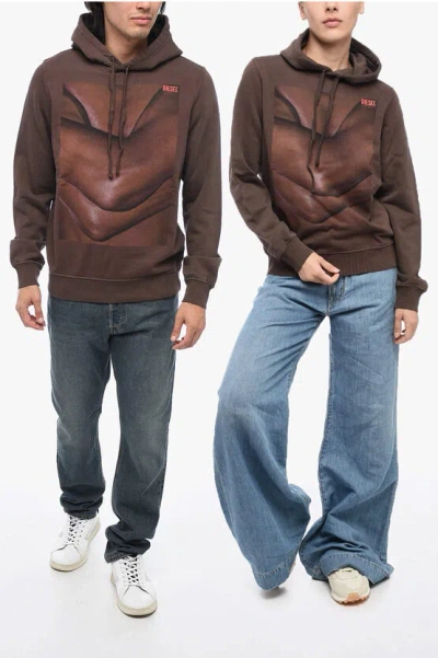 Diesel All Toghether Printed Tom Finland Hoodie In Brown