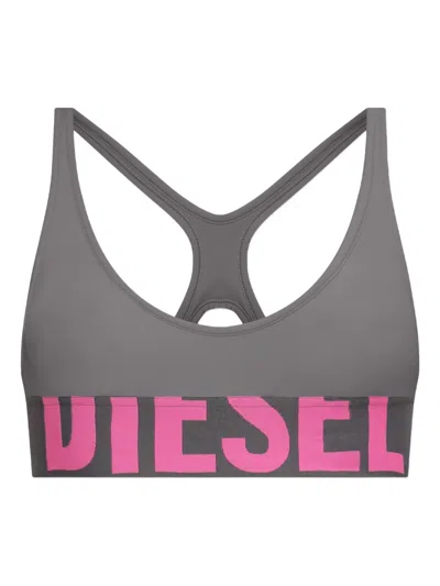 Diesel Allisob-d-pop Racer-back Bra In Gray