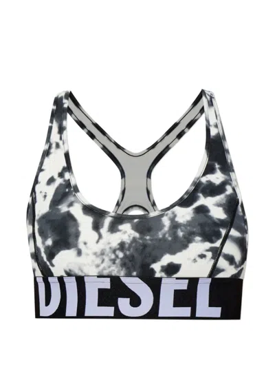 Diesel Allison-d-pop Tie-dye Sport Bra In Black