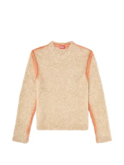 Diesel Alpaca-blend Jumper With Spray-dyed Seams In Neutral